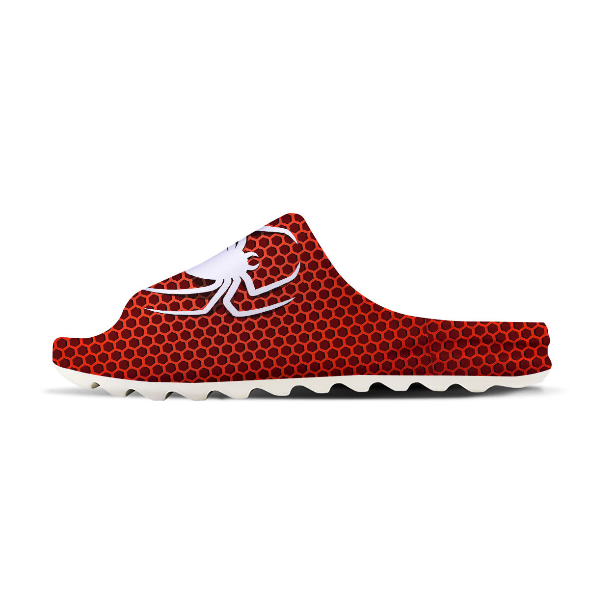 White And Red Spider Print Sandals-grizzshop