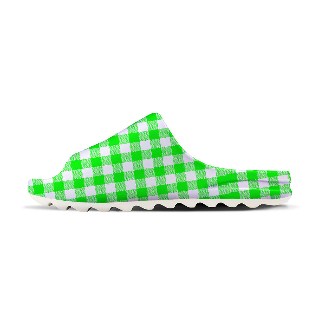 White Buffalo Check And UFO Green Print Pattern Sandals-grizzshop
