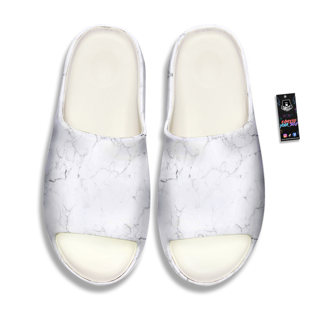 White Marble Pattern Sandals-grizzshop