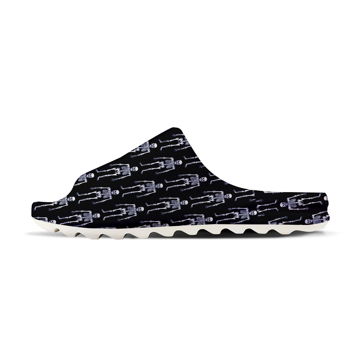 White Skeleton And Black Print Pattern Sandals-grizzshop