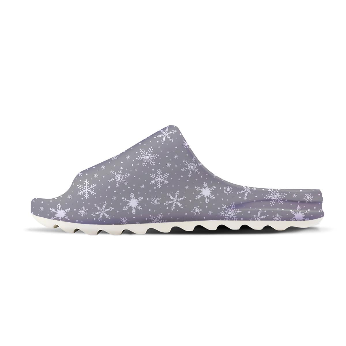 White Snowflake And Silver Print Pattern Sandals-grizzshop