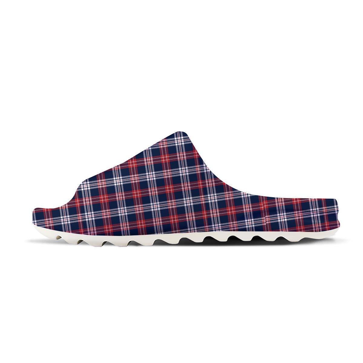 White Tartan And Blue Red Print Pattern Sandals-grizzshop
