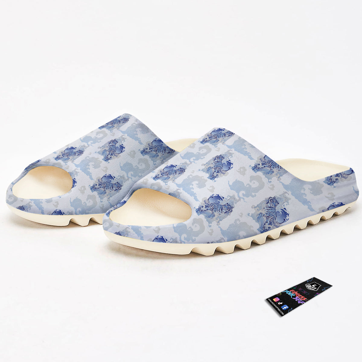 White Tiger Tattoo Japanese Print Pattern Sandals-grizzshop