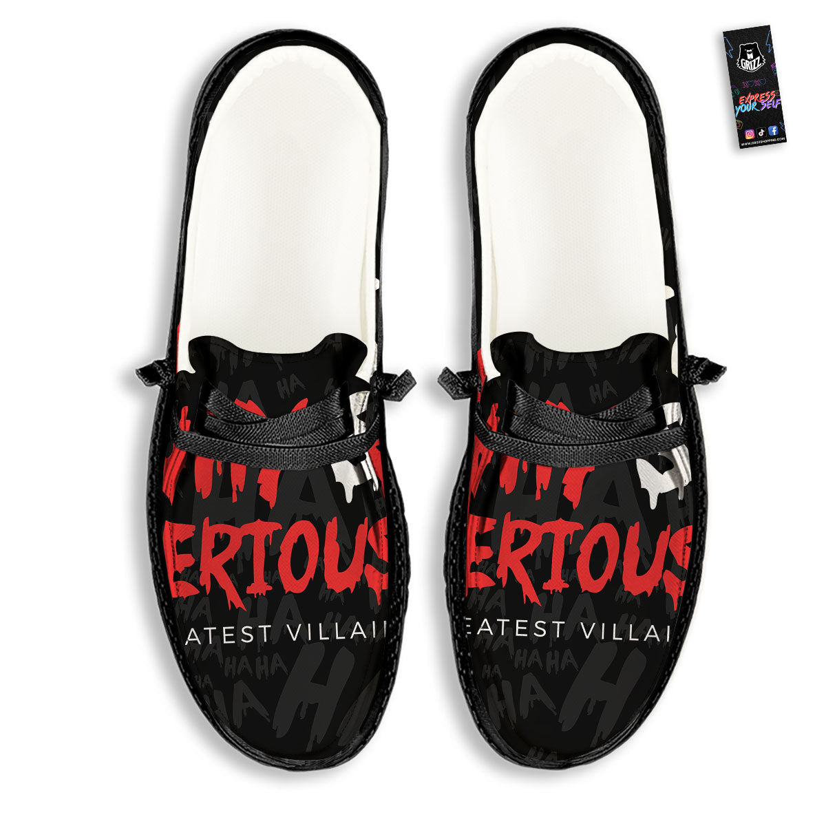 Why So Serious Laughing Joker Print Black Loafers-grizzshop