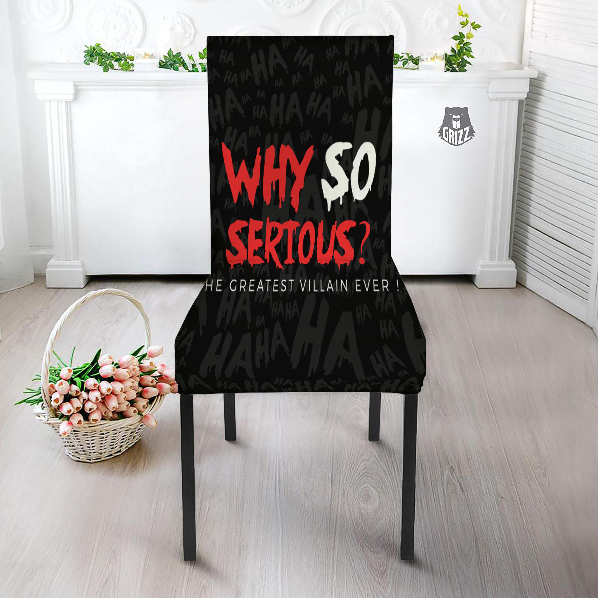 Why So Serious Laughing Joker Print Dining Chair Slipcover-grizzshop