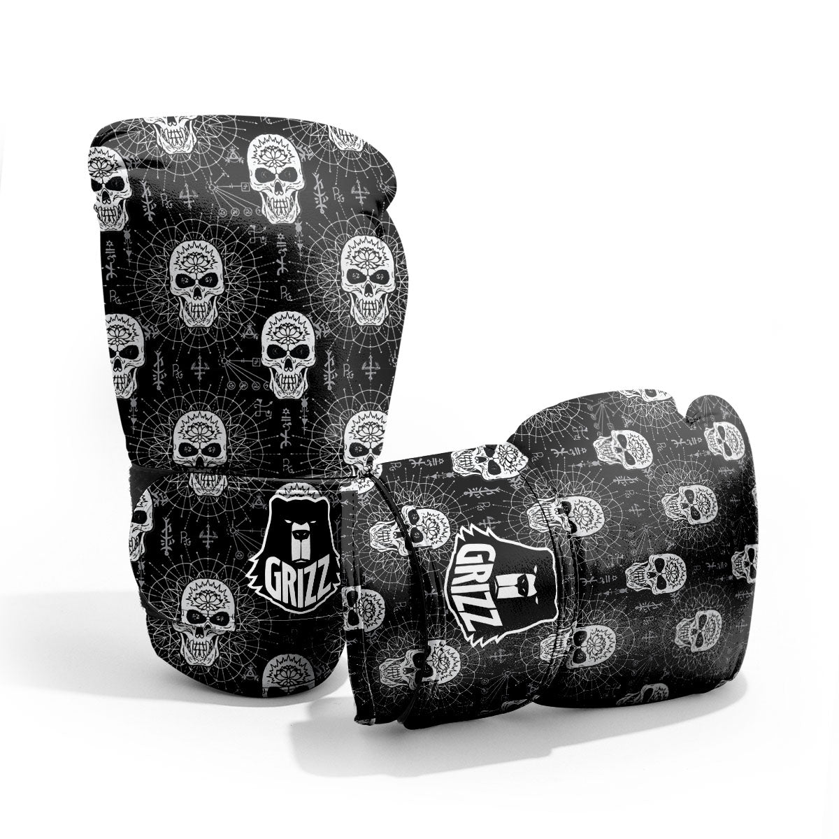 Wicca Evil Skull White And Black Print Pro Boxing Glove
