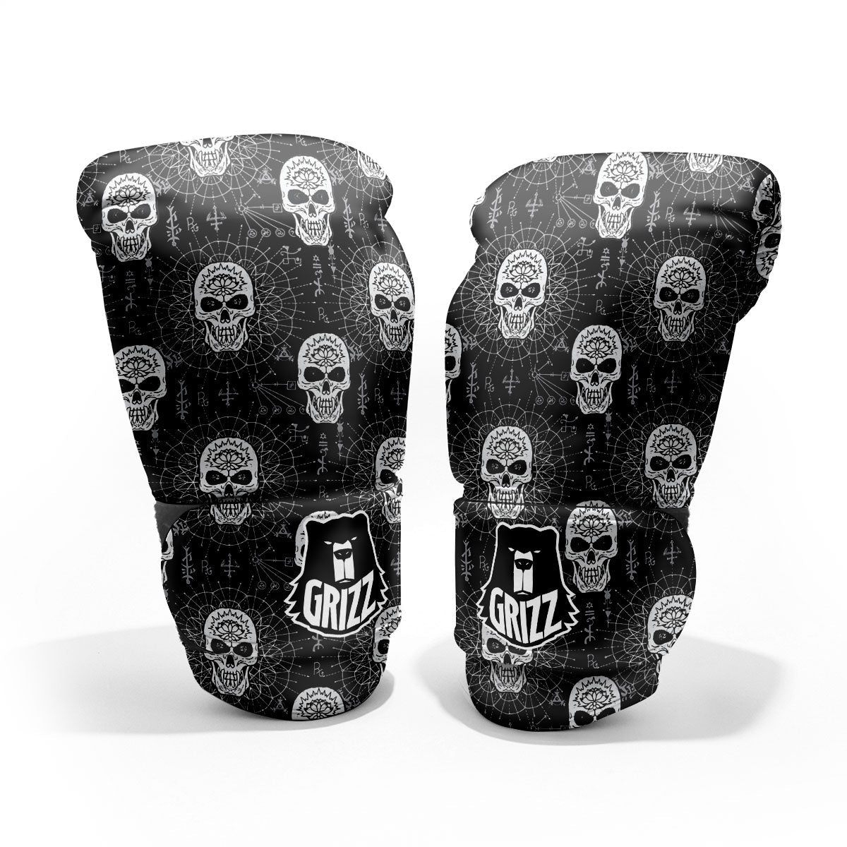 Wicca Evil Skull White And Black Print Pro Boxing Glove