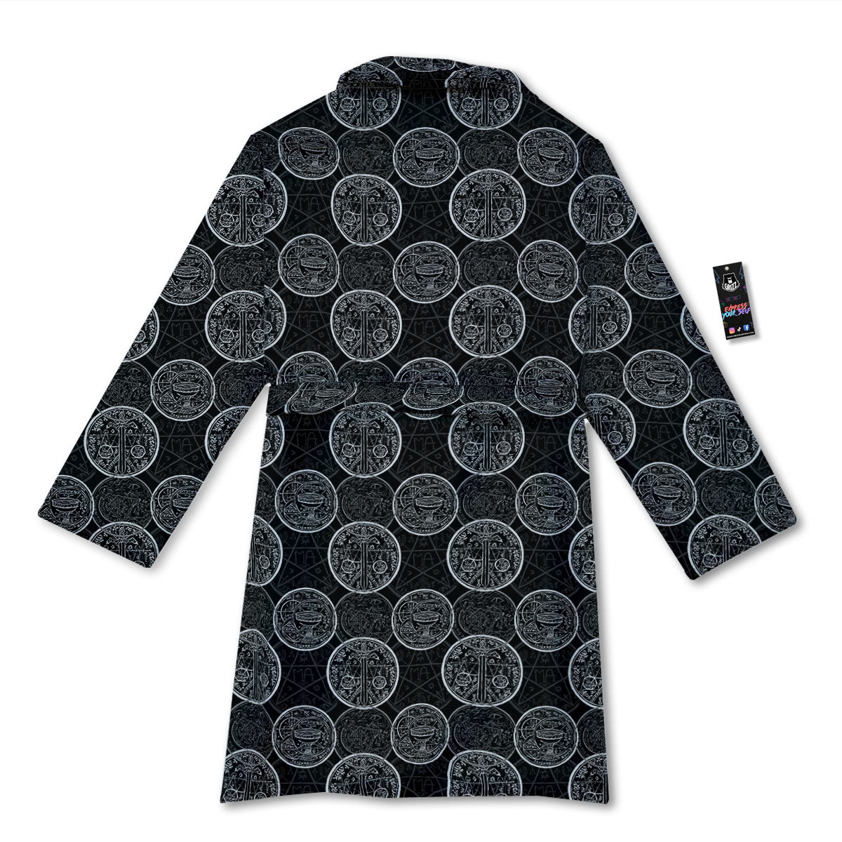 Wicca Gothic Curse Print Pattern Bathrobe-grizzshop
