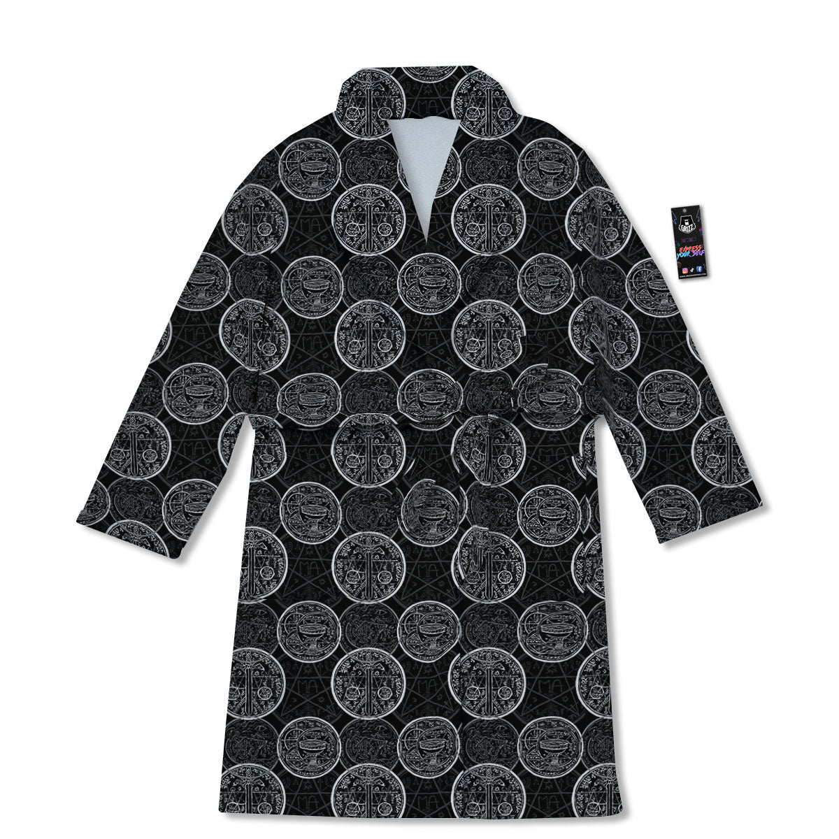 Wicca Gothic Curse Print Pattern Bathrobe-grizzshop