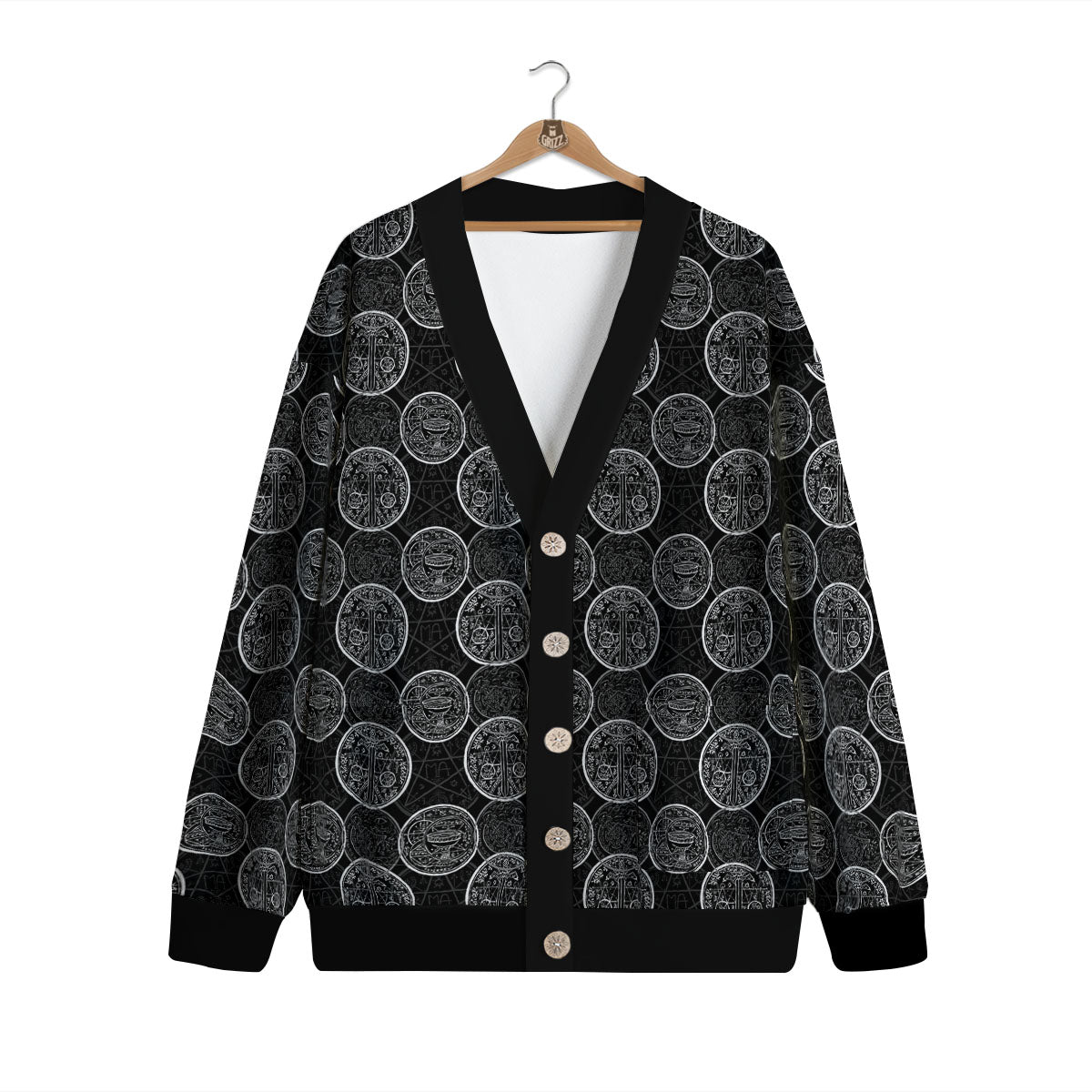 Wicca Gothic Curse Print Pattern Cardigan-grizzshop