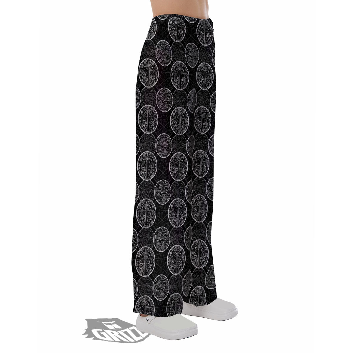 Wicca Gothic Curse Print Pattern Pajama Pants-grizzshop