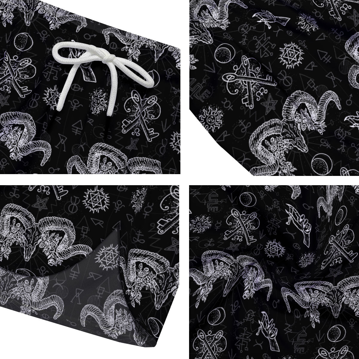 Wicca Gothic White And Black Print Men's Running Shorts-grizzshop