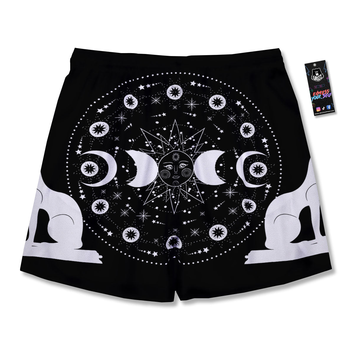 Wicca Magical White And Black Print Men's Running Shorts-grizzshop