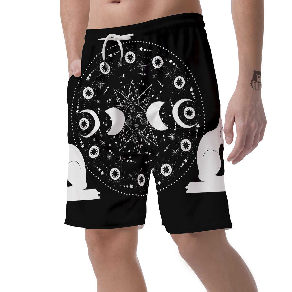 Wicca Magical White And Black Print Men's Shorts-grizzshop