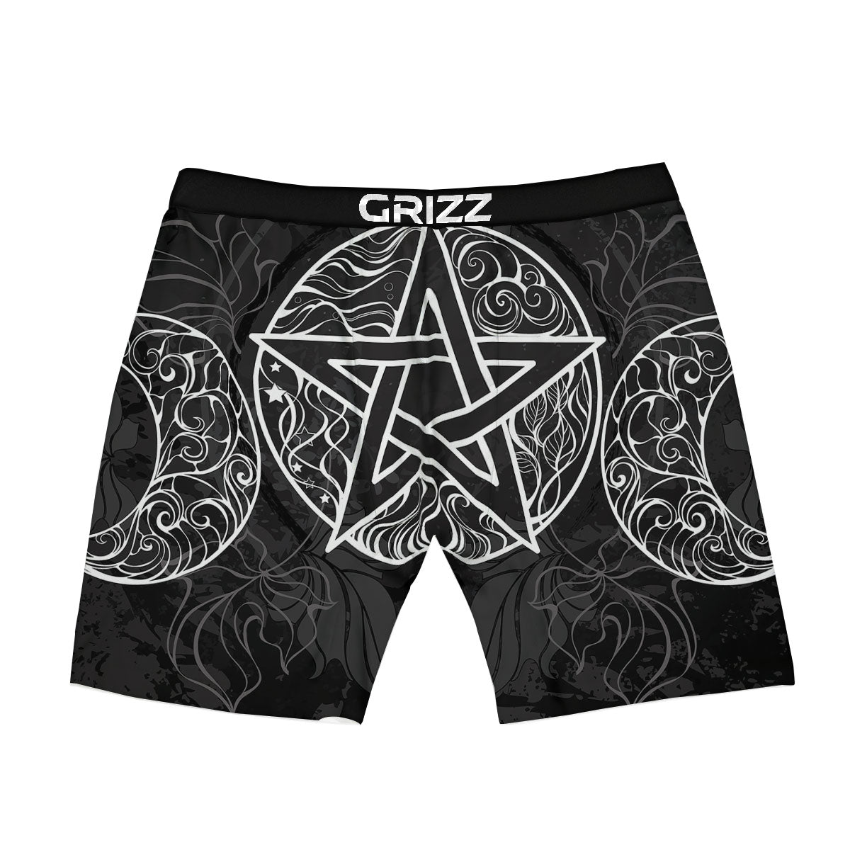Wicca Pentagram White And Black Print Boxer Briefs-grizzshop