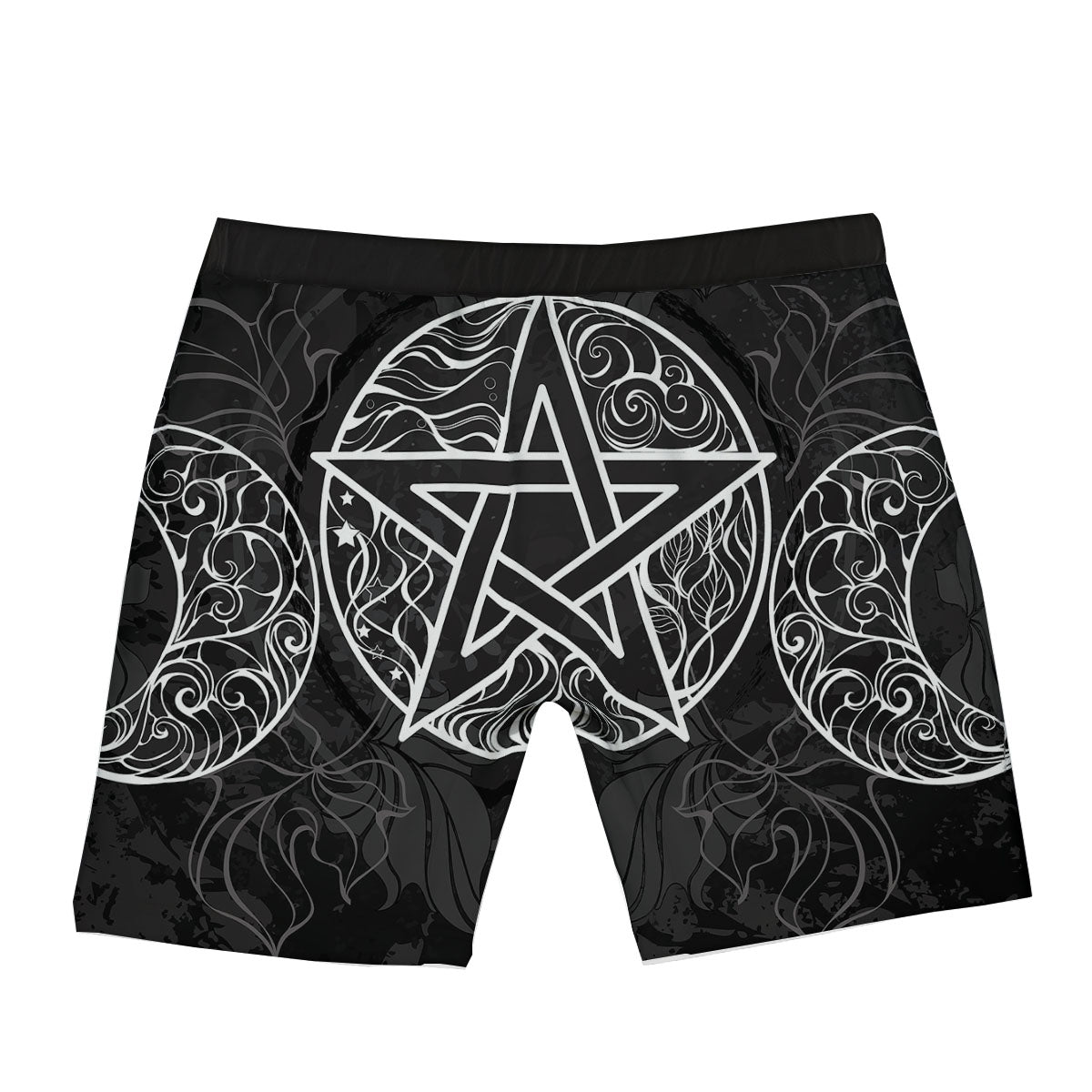 Wicca Pentagram White And Black Print Boxer Briefs-grizzshop