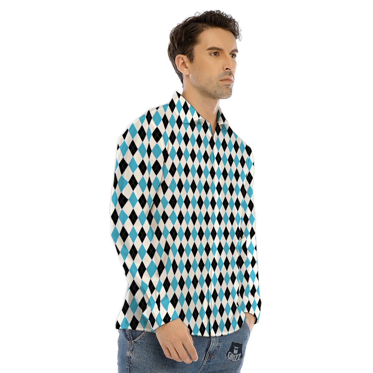 Wicca Pentagram White And Black Print Men's Dress Shirts-grizzshop
