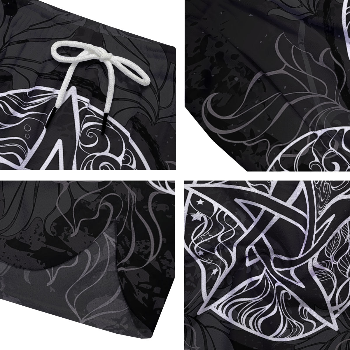 Wicca Pentagram White And Black Print Men's Running Shorts-grizzshop