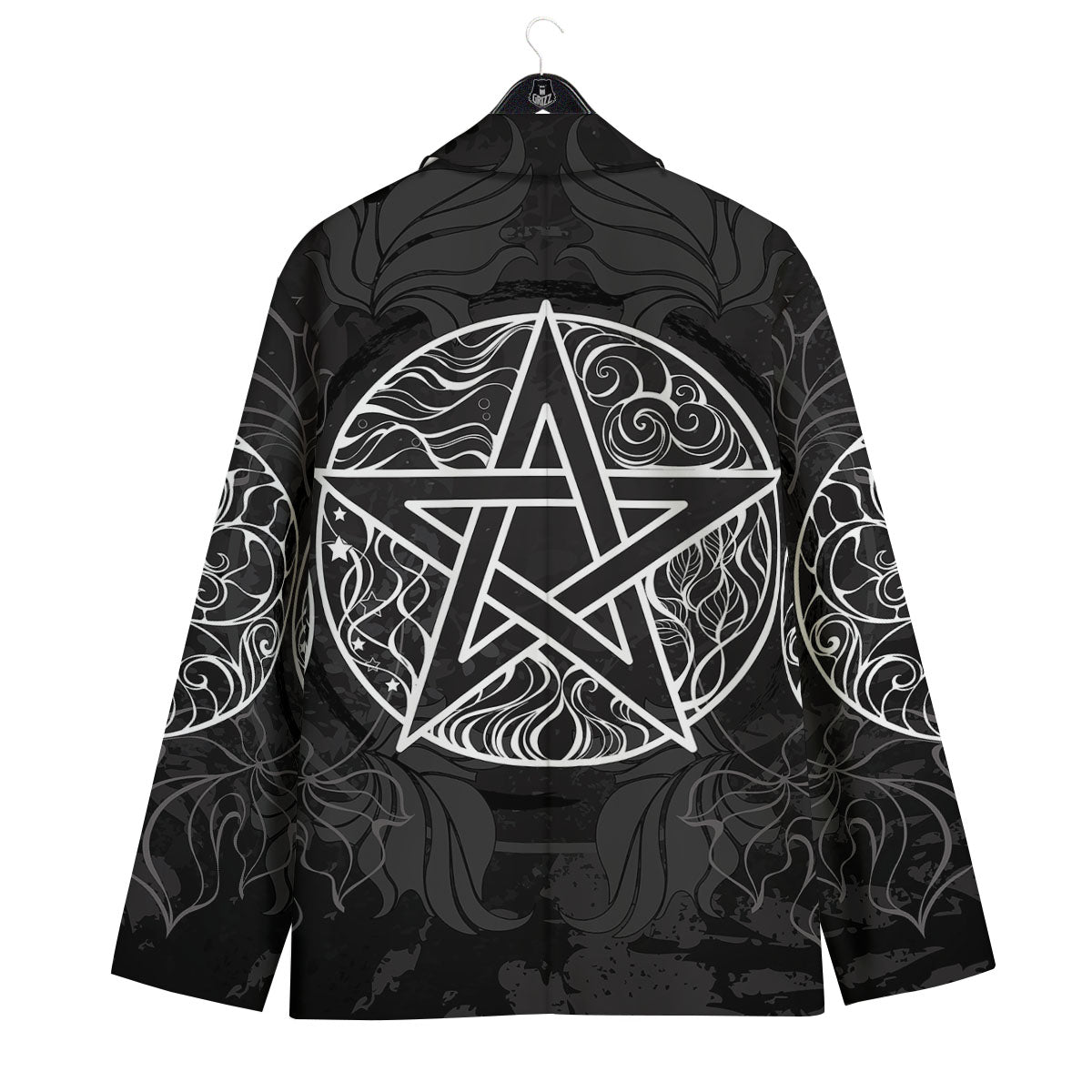 Wicca Pentagram White And Black Print Men's Sport Coat-grizzshop