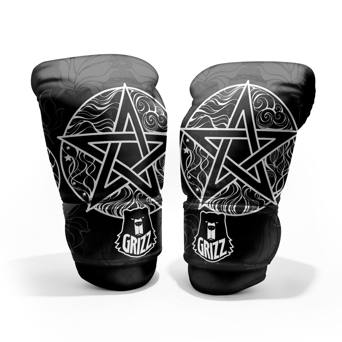 Wicca Pentagram White And Black Print Pro Boxing Glove