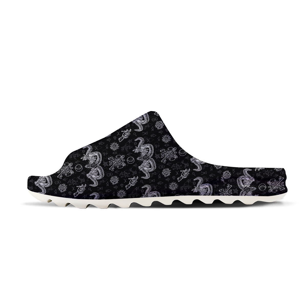 Wicca Gothic White And Black Print Sandals-grizzshop