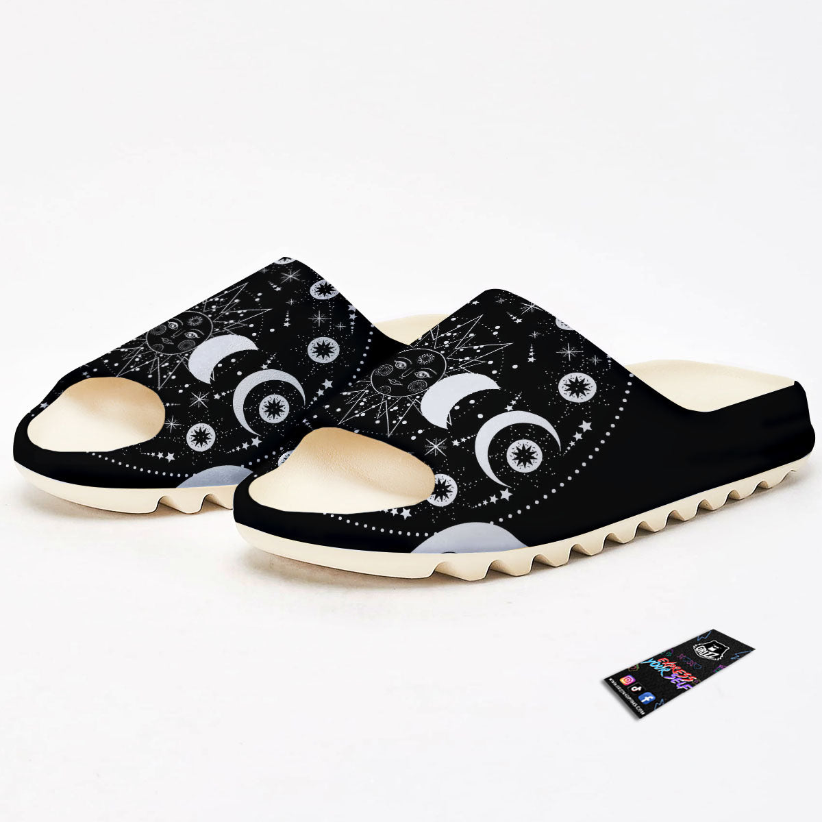Wicca Magical White And Black Print Sandals-grizzshop