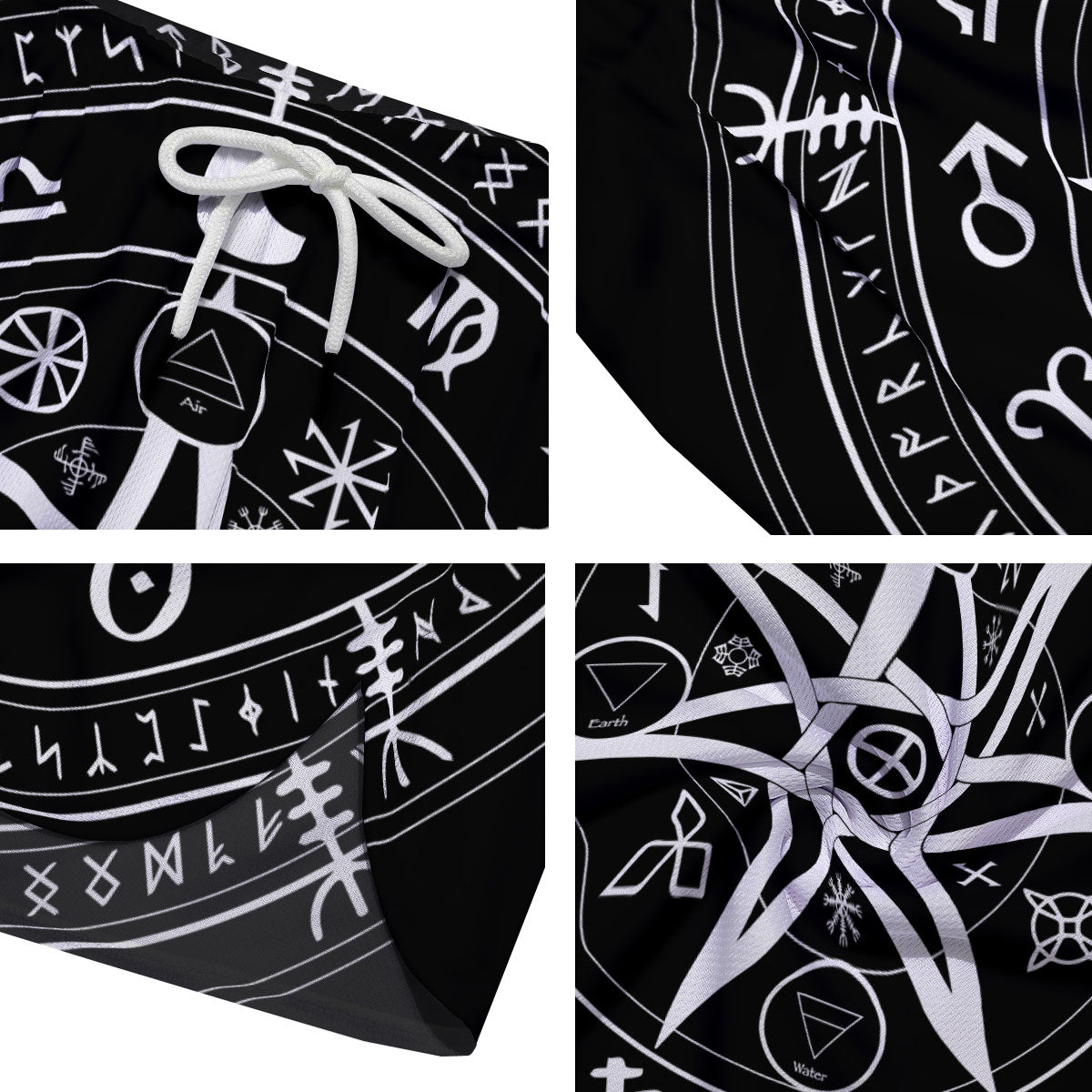 Wiccan Mystic White And Black Print Men's Running Shorts-grizzshop