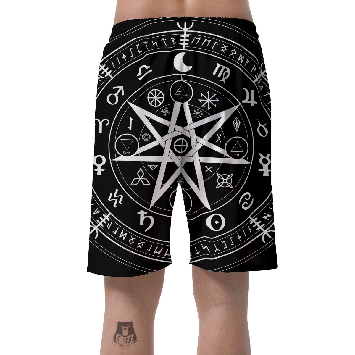 Wiccan Mystic White And Black Print Men's Shorts-grizzshop