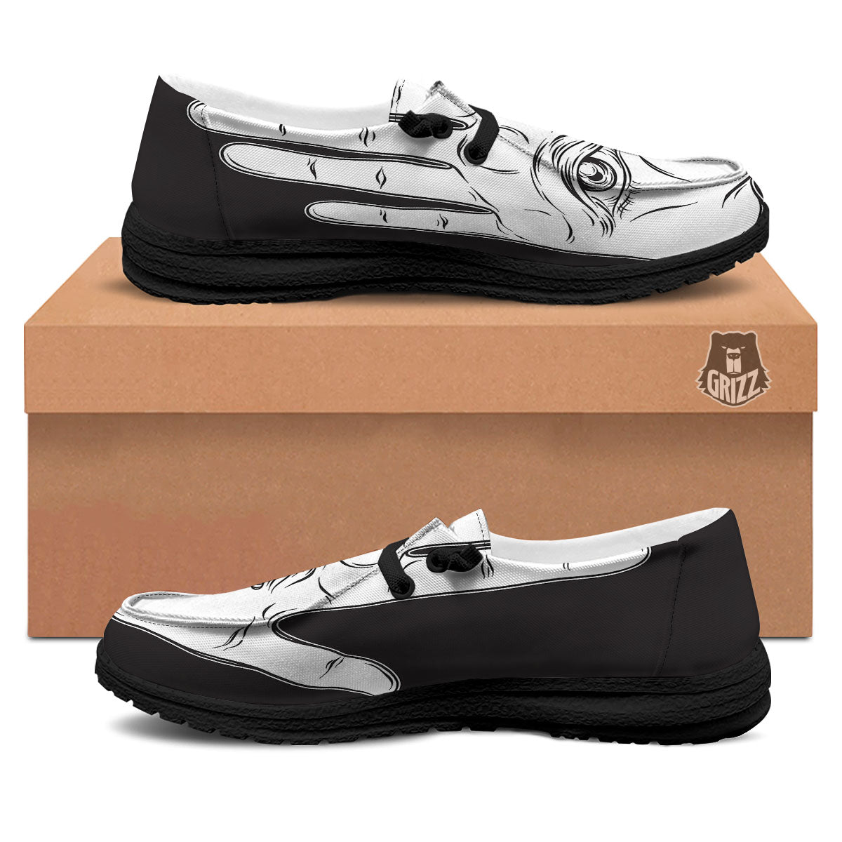 Wiccan Palmistry White And Black Print Black Loafers-grizzshop