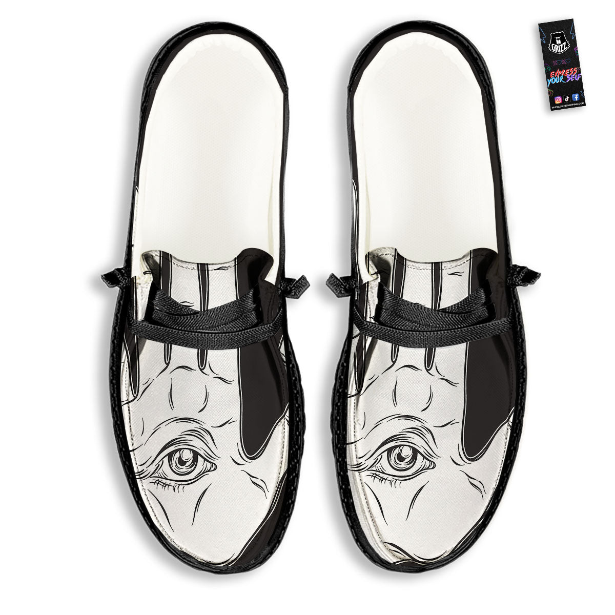 Wiccan Palmistry White And Black Print Black Loafers-grizzshop