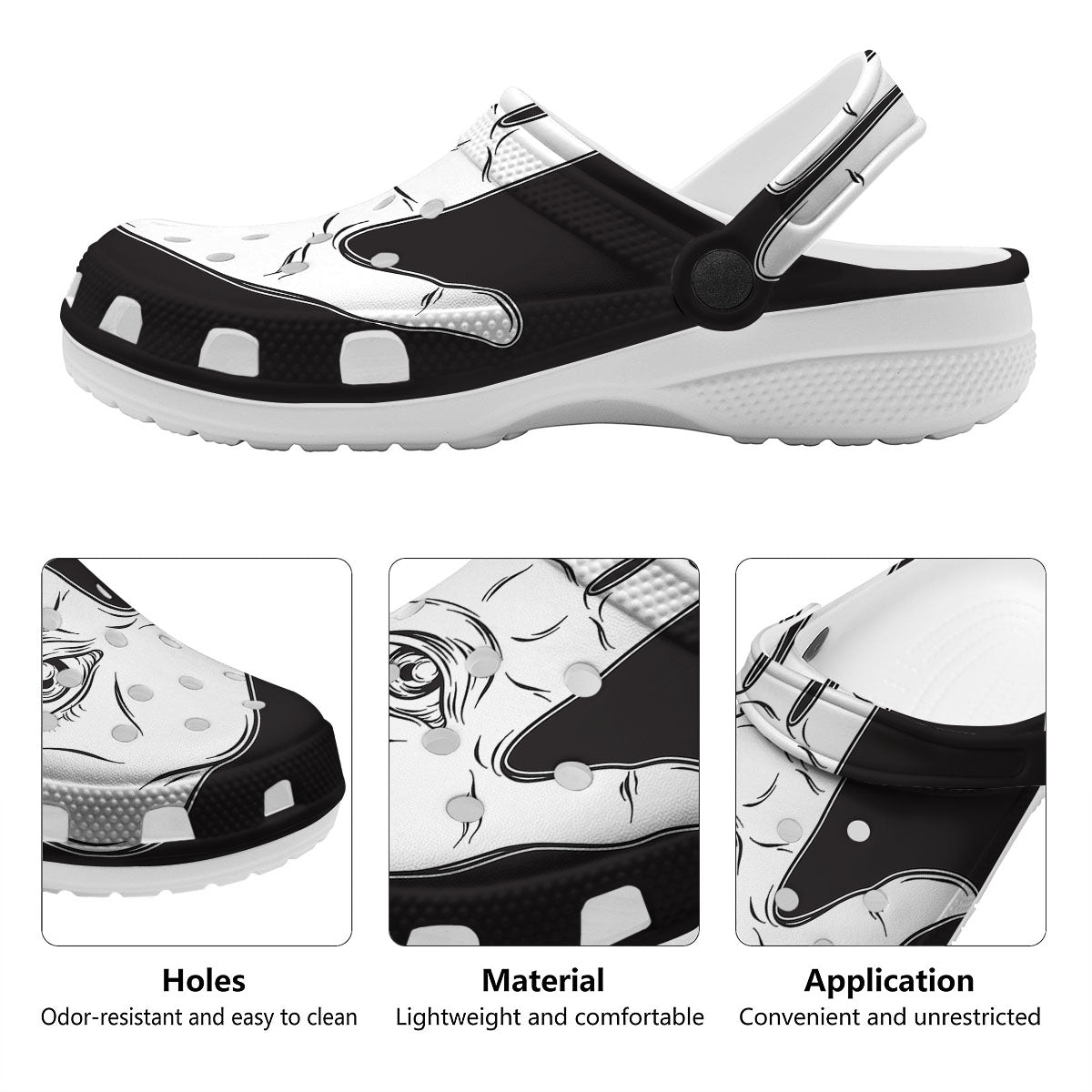 Wiccan Palmistry White And Black Print Clog-grizzshop