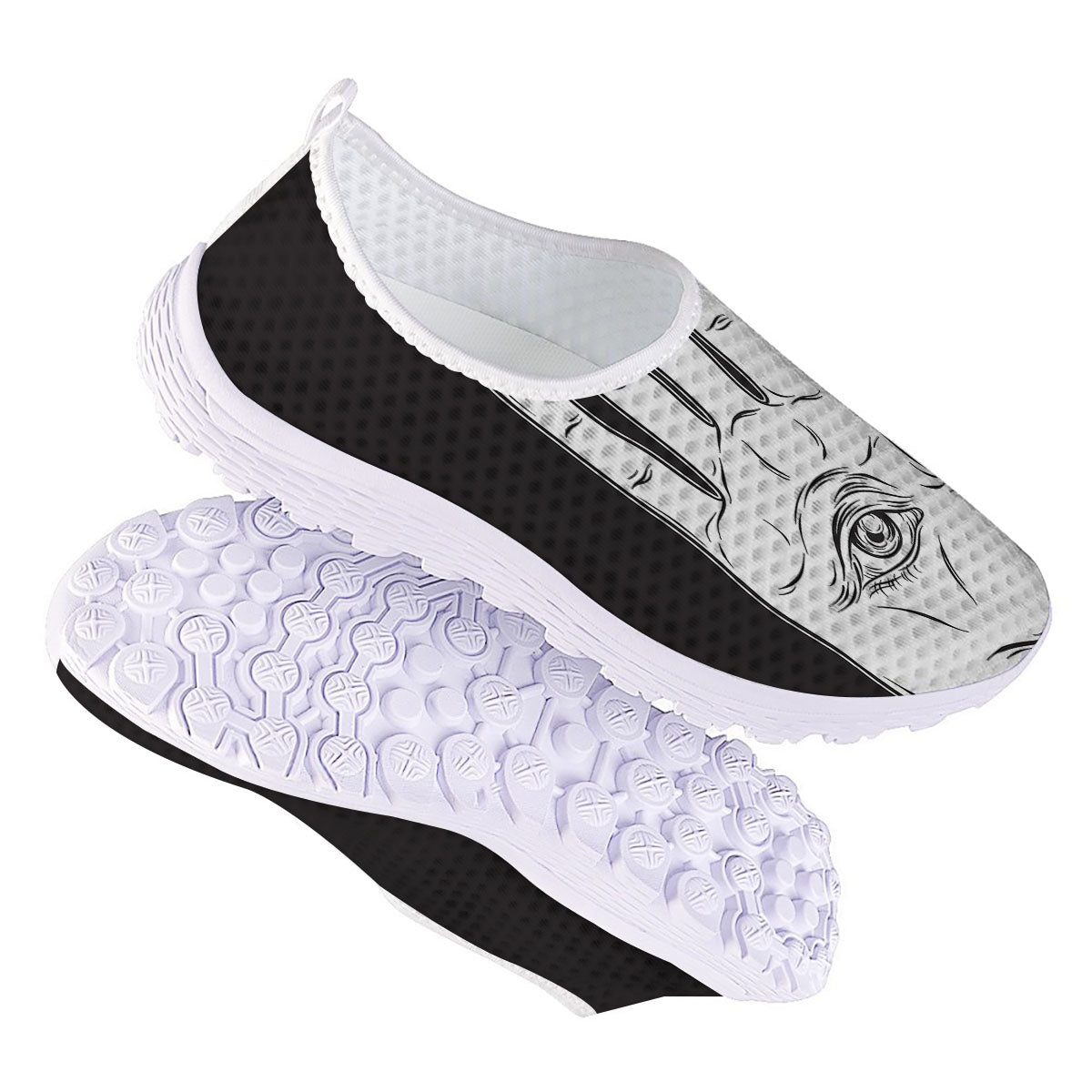 Wiccan Palmistry White And Black Print Nurse Shoes-grizzshop