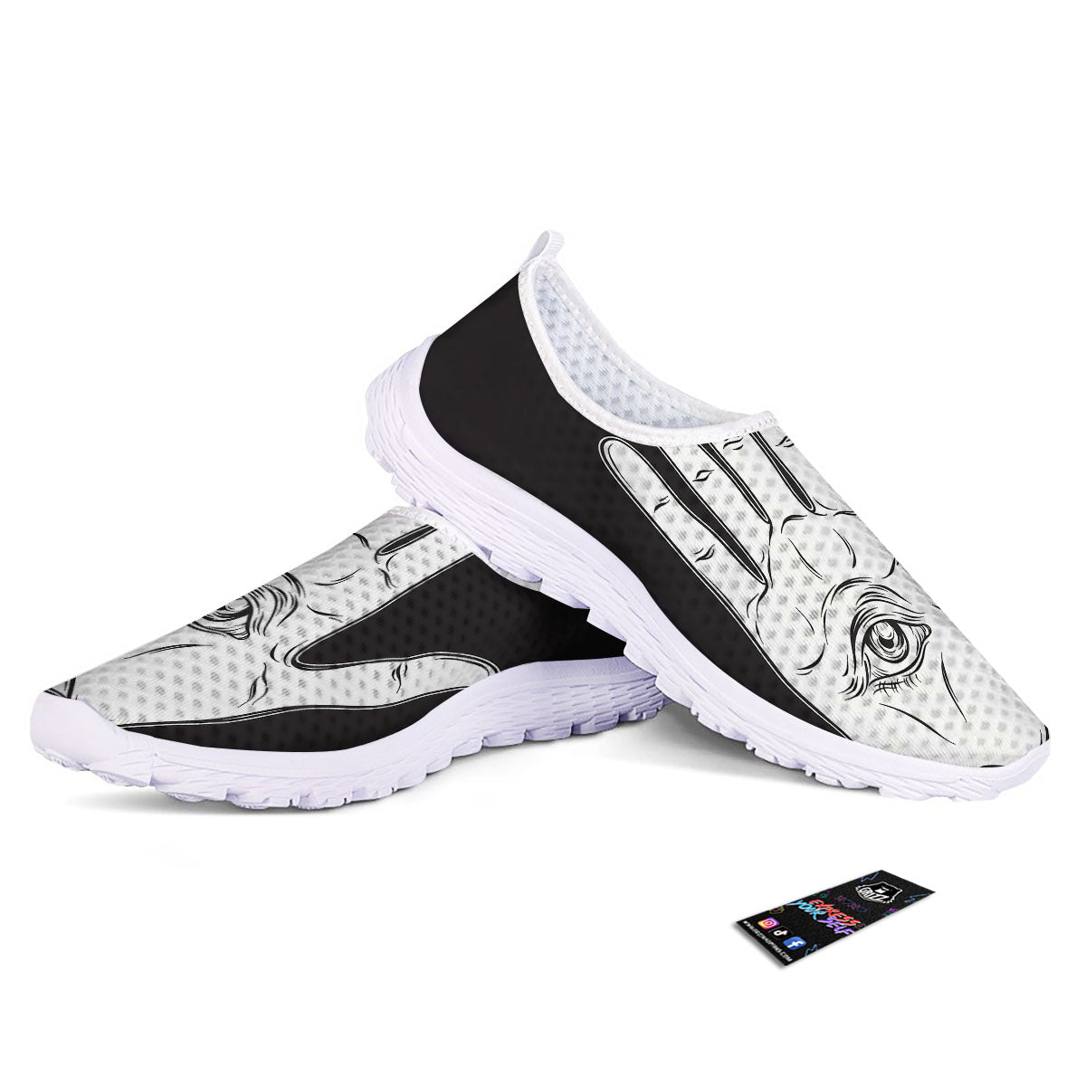 Wiccan Palmistry White And Black Print Nurse Shoes-grizzshop