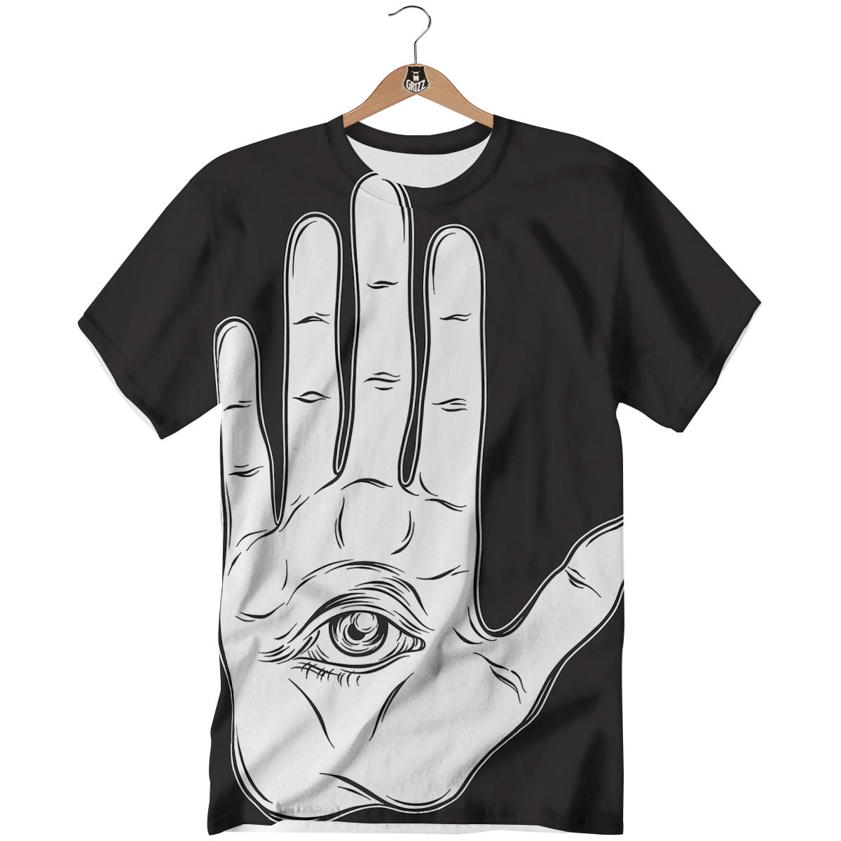 Wiccan Palmistry White And Black Print T-Shirt-grizzshop