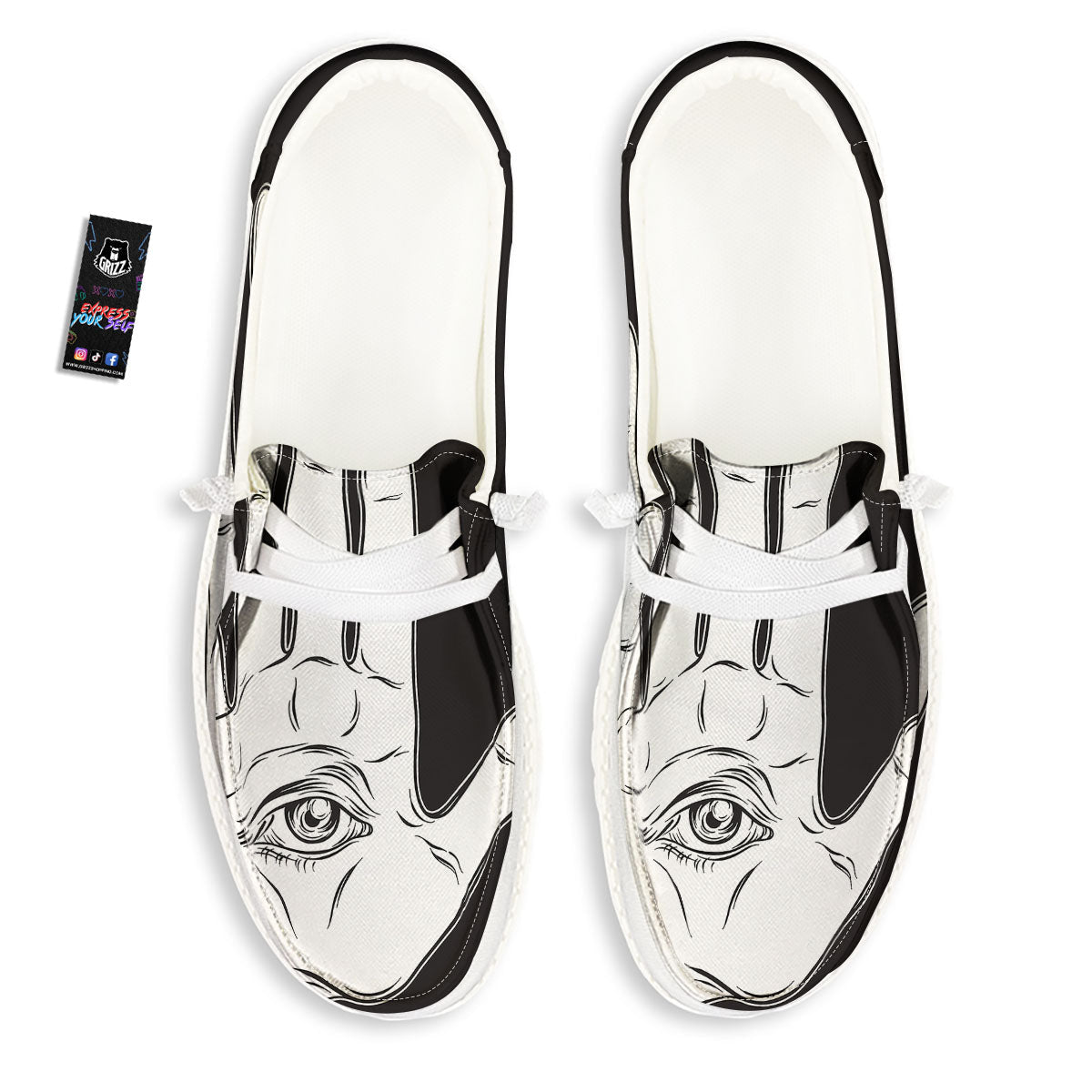 Wiccan Palmistry White And Black Print White Loafers-grizzshop