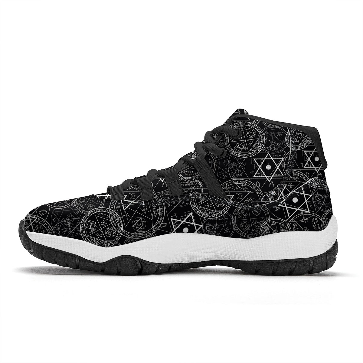 Wiccan Witch Pagan Pattern Print Black Bball Shoes-grizzshop