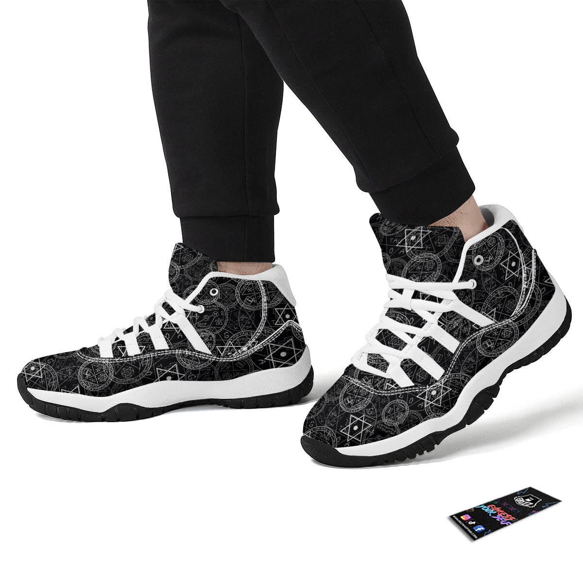 Wiccan Witch Pagan Pattern Print White Bball Shoes-grizzshop