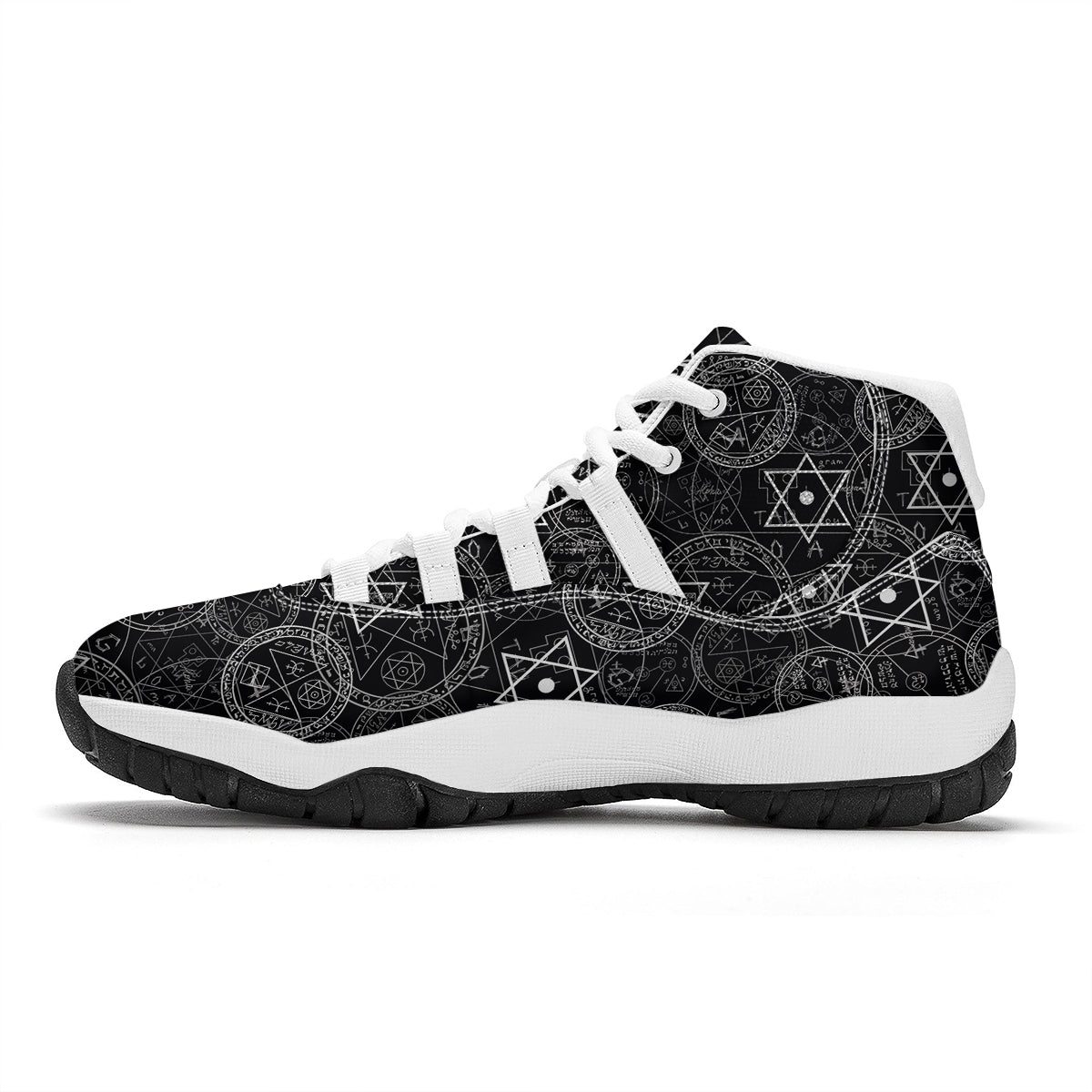 Wiccan Witch Pagan Pattern Print White Bball Shoes-grizzshop
