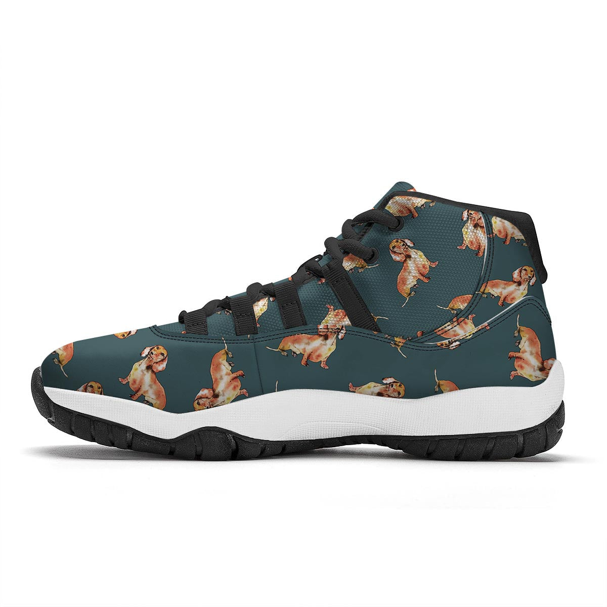 Wiener Dog Dachshund Portrait Pastel Pattern Print Black Bball Shoes-grizzshop