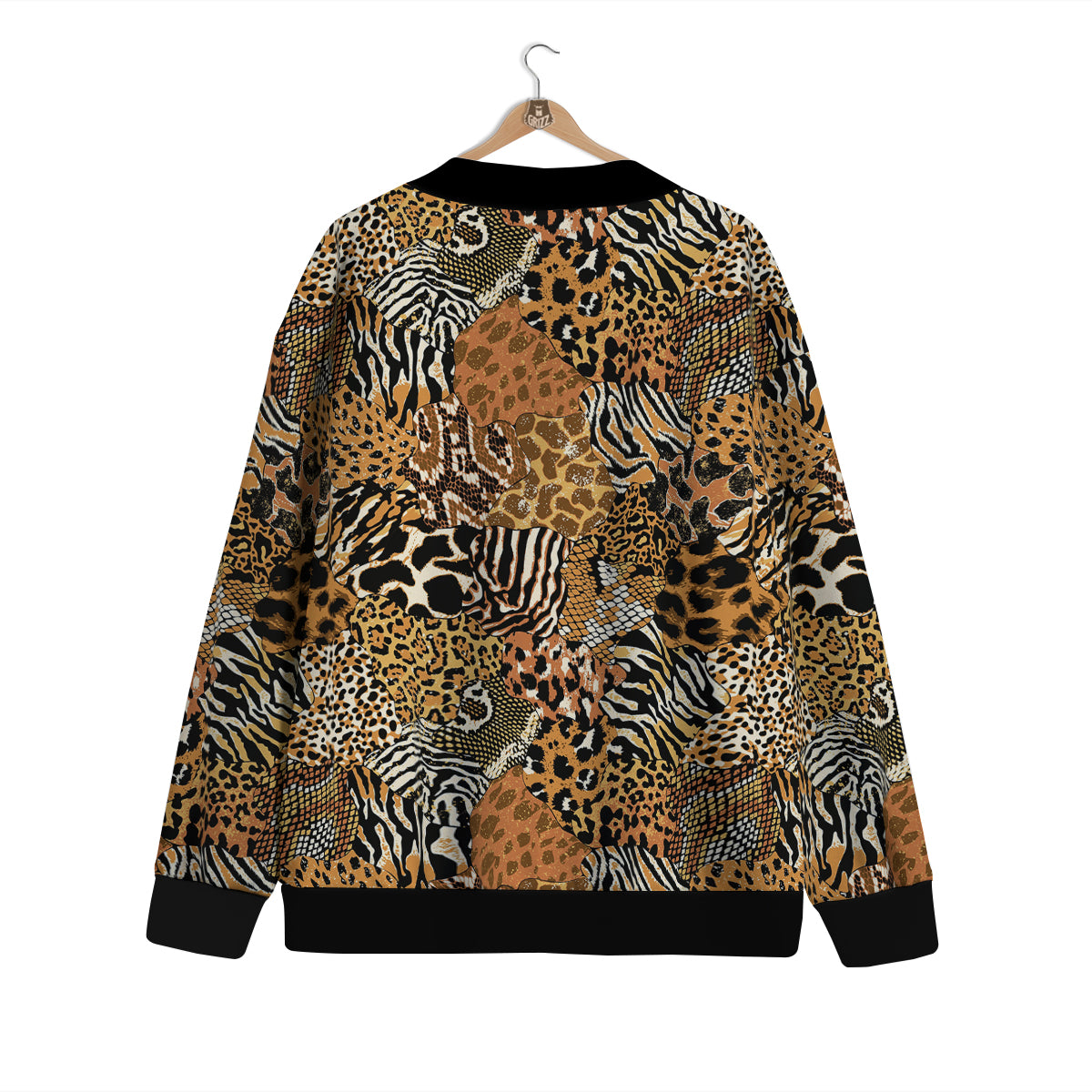 Wild Animal Skins Patchwork Print Pattern Cardigan-grizzshop
