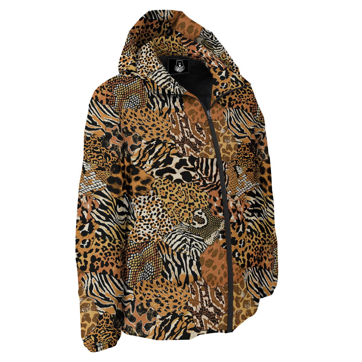 Wild Animal Skins Patchwork Print Pattern Down Jacket-grizzshop