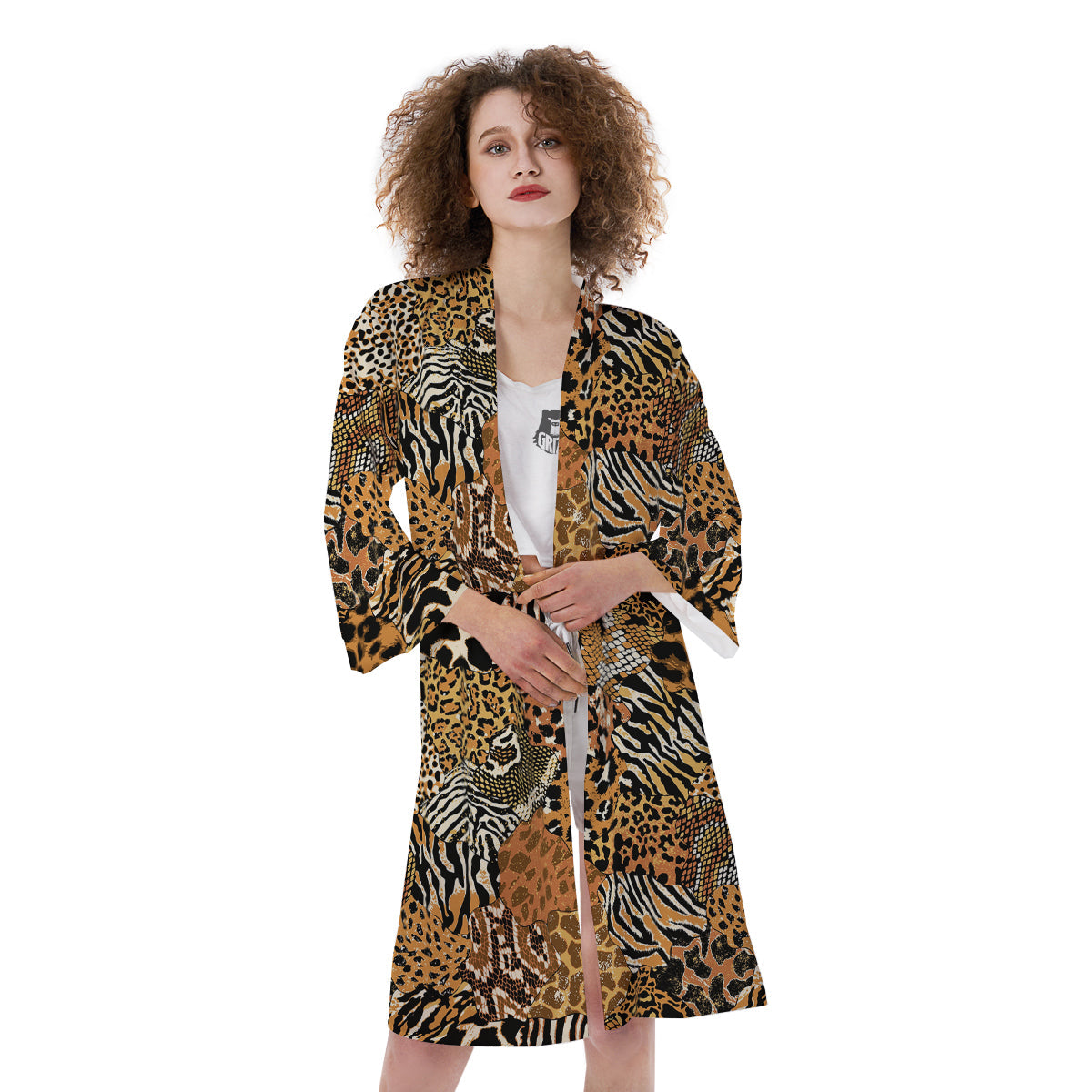 Wild Animal Skins Patchwork Print Pattern Kimono-grizzshop