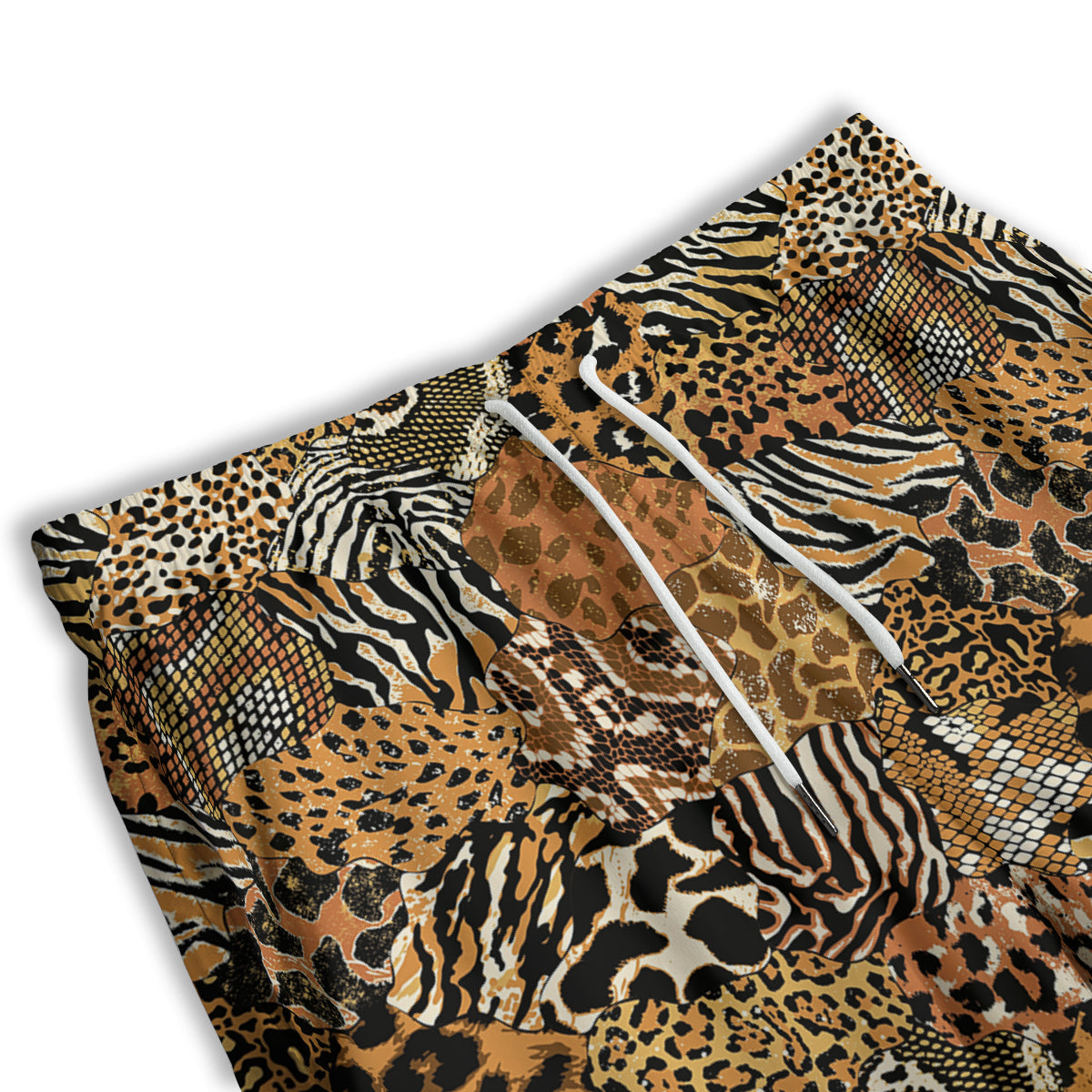 Wild Animal Skins Patchwork Print Pattern Men's Athletic Shorts