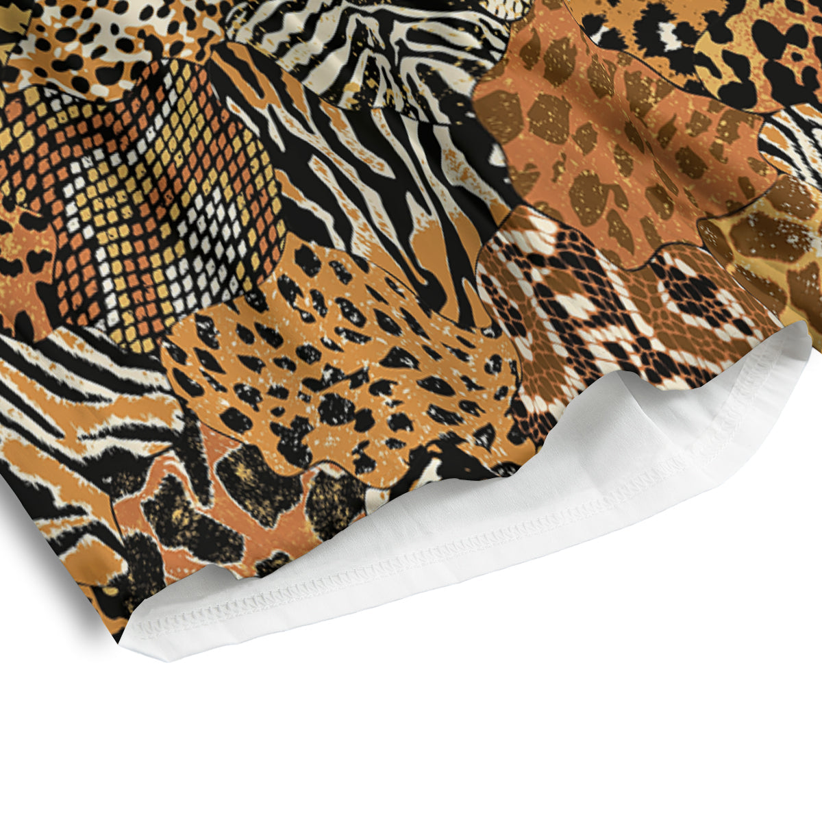 Wild Animal Skins Patchwork Print Pattern Men's Athletic Shorts