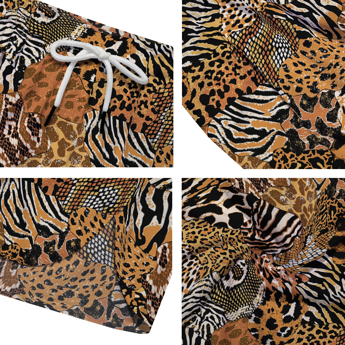 Wild Animal Skins Patchwork Print Pattern Men's Running Shorts-grizzshop