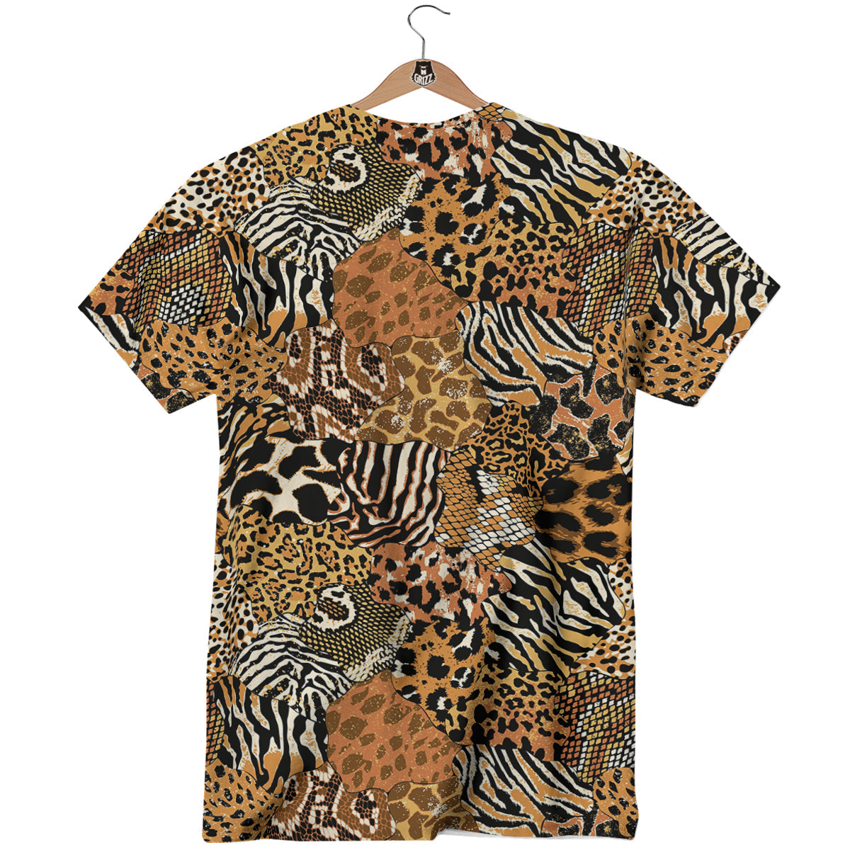 Wild Animal Skins Patchwork Print Pattern T-Shirt-grizzshop