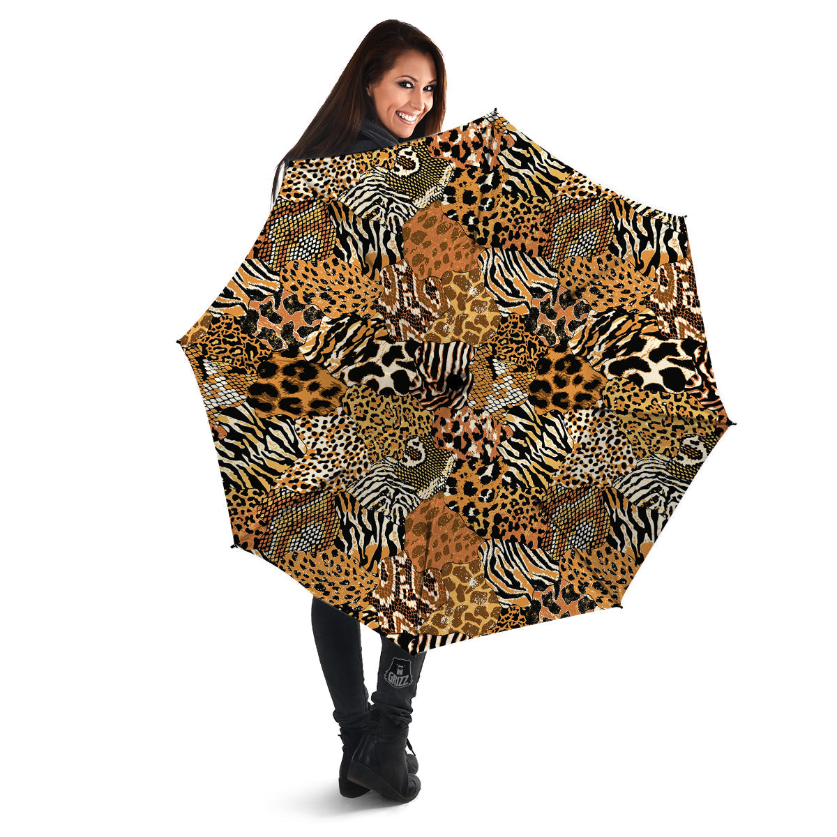 Wild Animal Skins Patchwork Print Pattern Umbrella-grizzshop