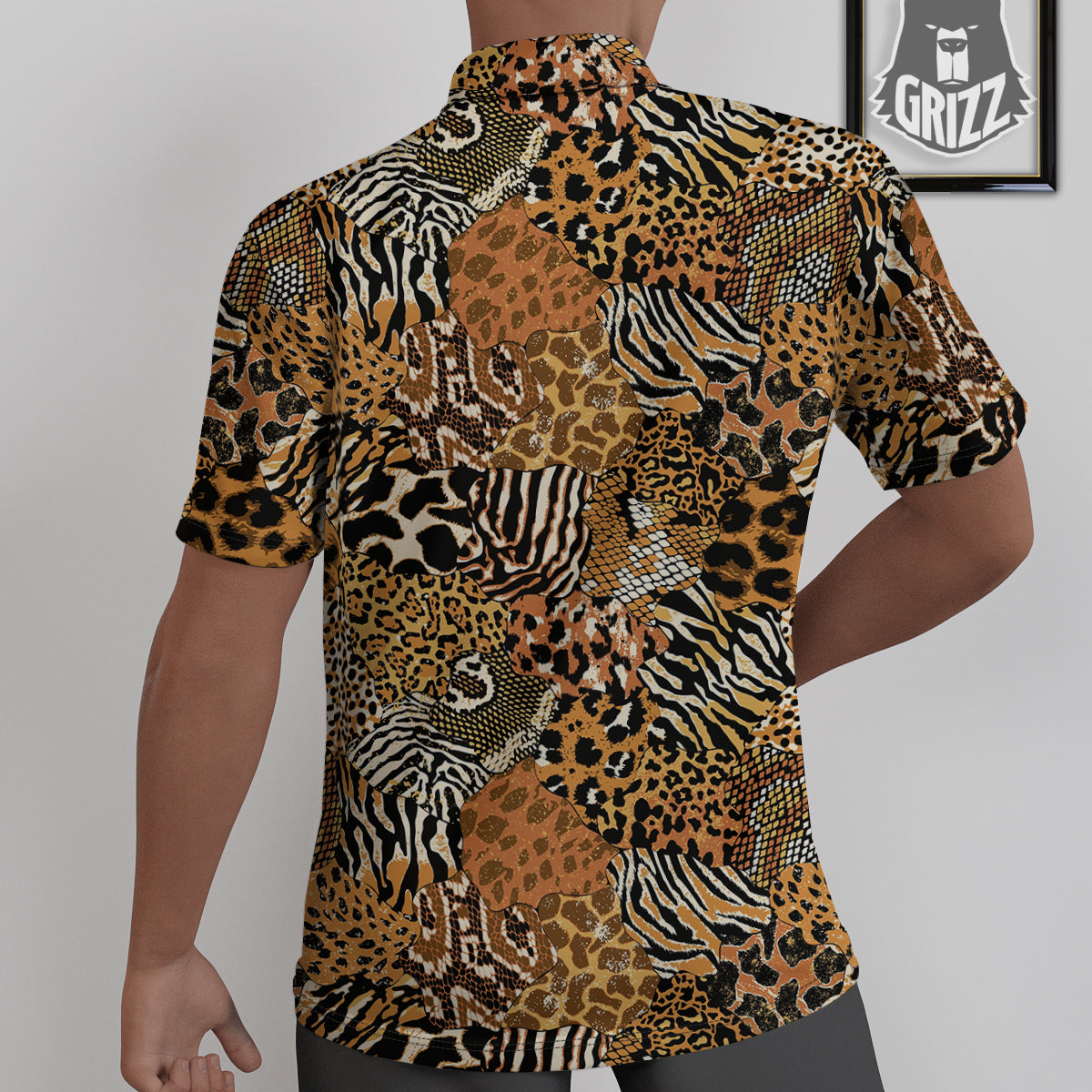 Wild Animal Skins Patchwork Print Pattern Untucked Shirts-grizzshop