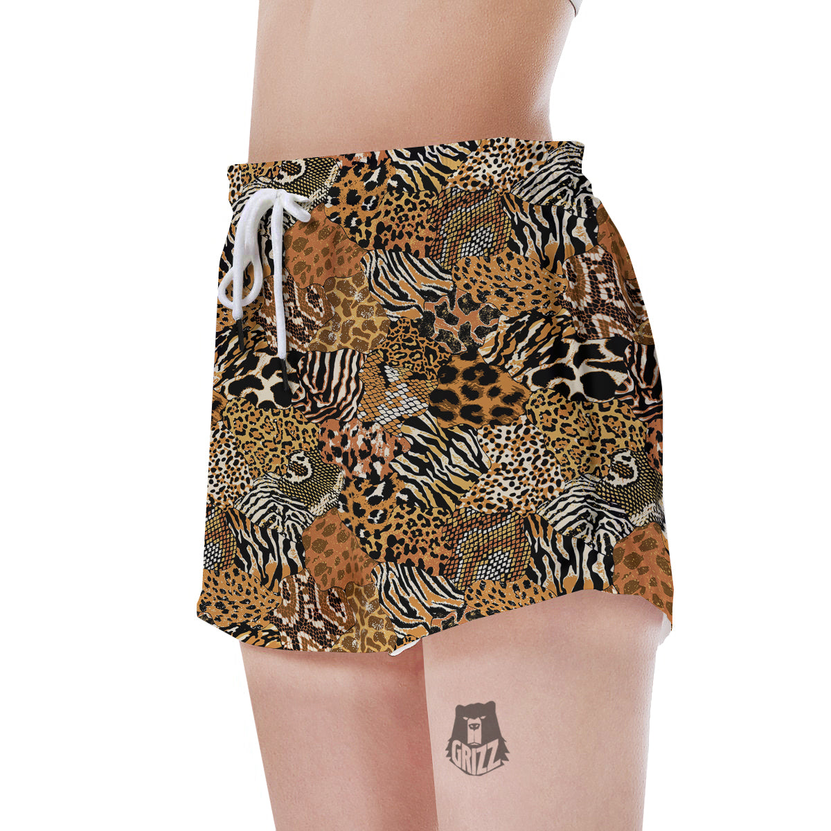 Wild Animal Skins Patchwork Print Pattern Women's Shorts-grizzshop