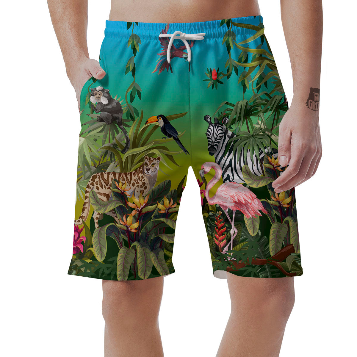 Wild Animals Jungle Print Men's Shorts-grizzshop